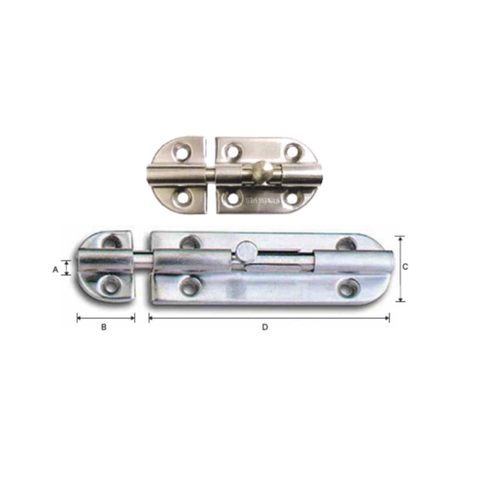 CHROME BARREL BOLT - 4"