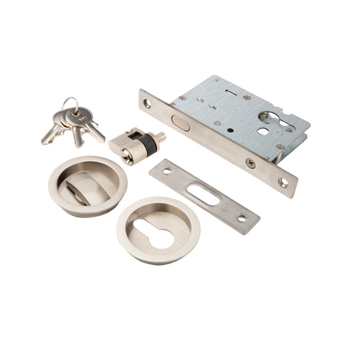 ENTRANCE LOCK SET FOR POCKET DOOR