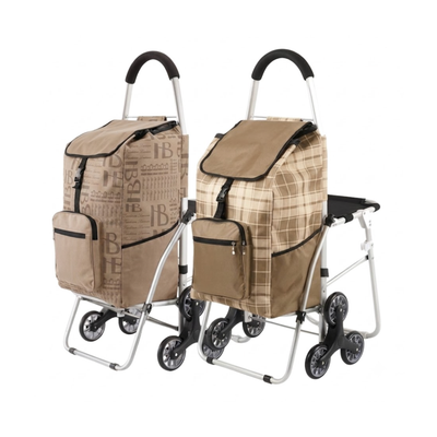 FOLDABLE SHOPPING TROLLEY - BEIGE