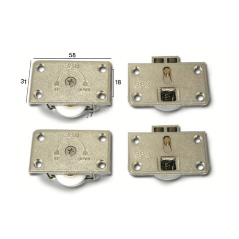 #388 HEAVY DUTY ROLLER GUIDE (4T/4B) - STAINLESS STEEL