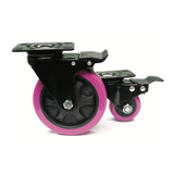 PU CASTOR – PINK - SWIVEL WITH BRAKE