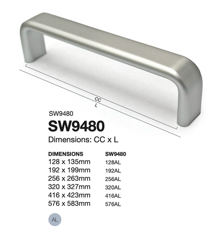 SW9480 DOOR HANDLE - ALUMINIUM
