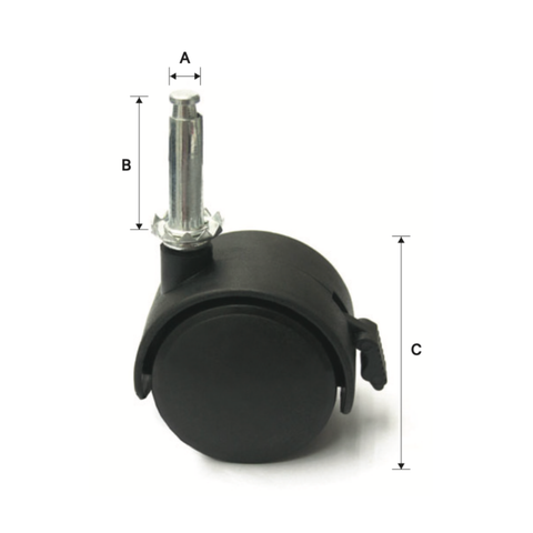 TWIN WHEEL CASTOR - INSERT WITH BRAKE